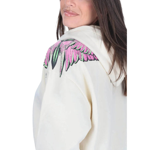 Marcelo Burlon County of Milan Felpa con cappuccio Felpa Donna crop grafica colorata XS A25 - COUNTY OF MILAN30000 - LATTE PINK - XS - Francavilla Moda